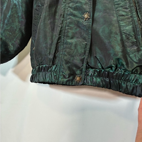 Vintage London Fog Metallic Floral Patterned Jacket Coat Removable Puffer Layer - Picture 7 of 16